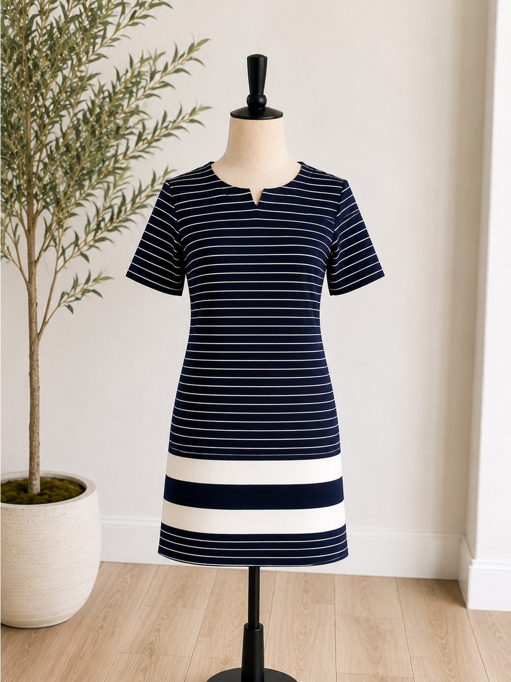 $119 New Joules U Marie Dress Size 6 Navy White Striped Shift Short Sleeve NWT - Picture 3 of 9